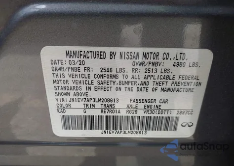 2020 Infiniti Q50 Pure from USA, damaged, VIN JN1EV7AP3LM208613